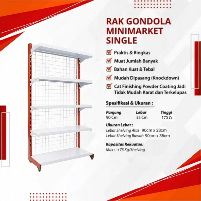 Rak Gondola Single Minimarket 170cm